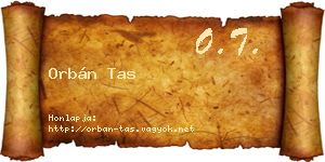 Orbán Tas névjegykártya